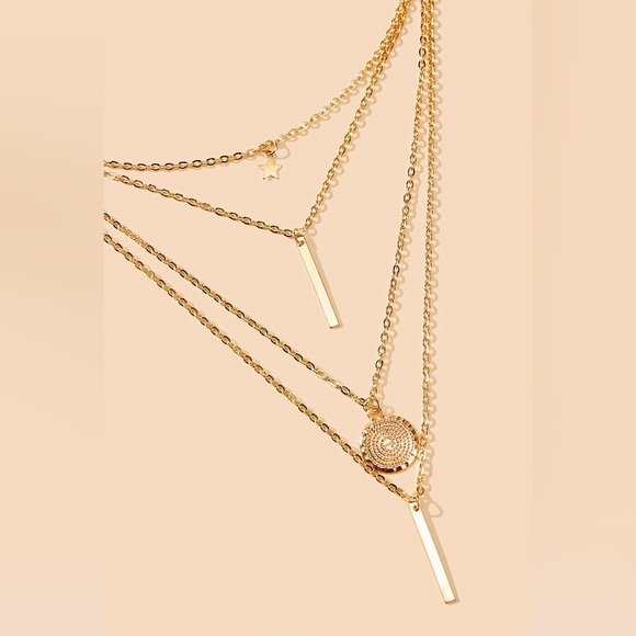 ⚜️[𝟯/$𝟭𝟴]⚜️NEW 4 Layered Star Coin Charms Long Necklace - Picture 4 of 9